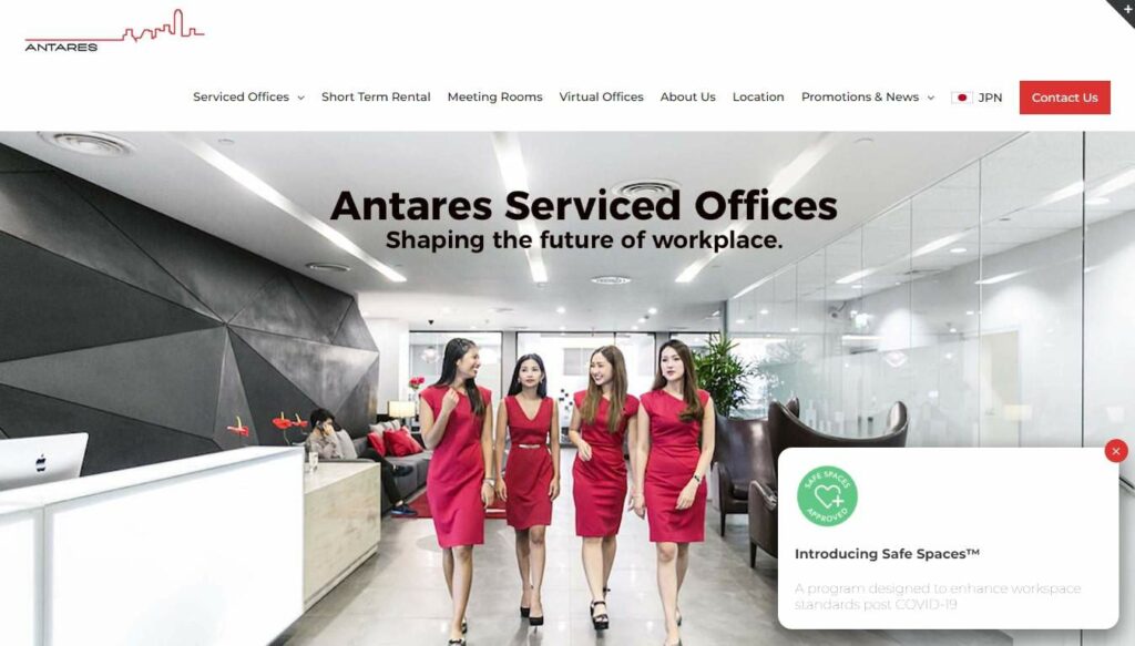 Antares Serviced Offices Homepage