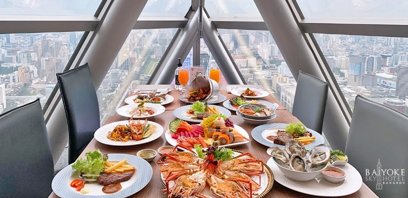 Pig out at the Bangkok Sky Balcony Buffet, Baiyoke Sky.