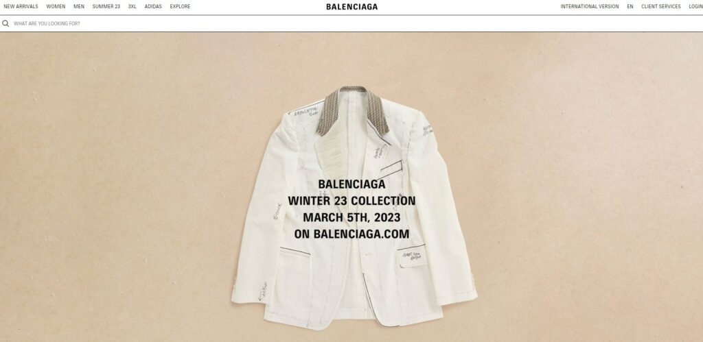 Balenciaga's Homepage
