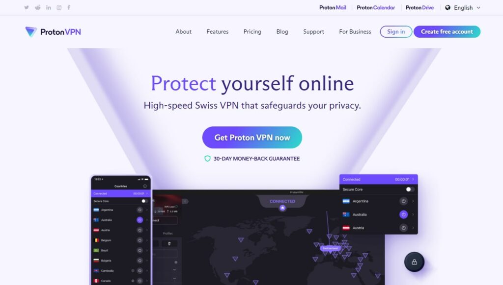 ProtonVPN's Homepage