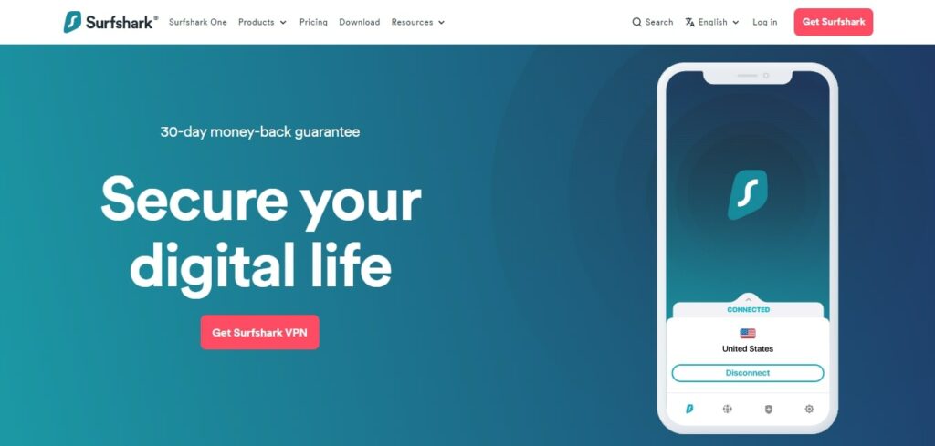 Surfshark's Homepage