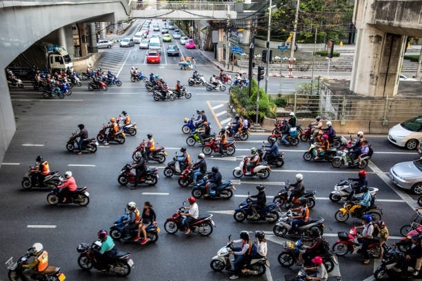 Watch out for motorbikes weaving through cars in traffic