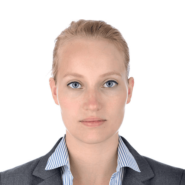 Businesswoman, portrait on white