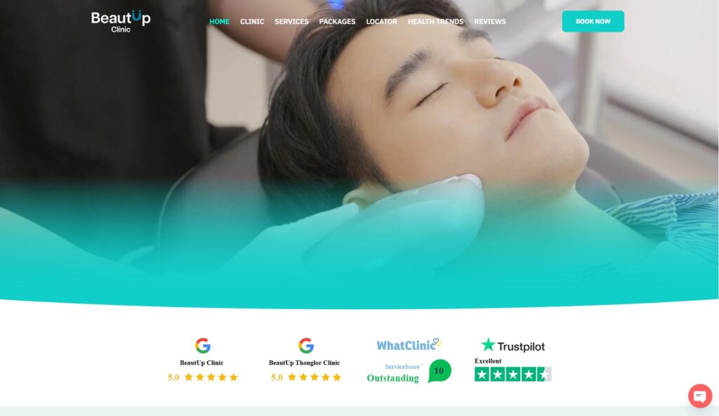 beaut up clinic homepage