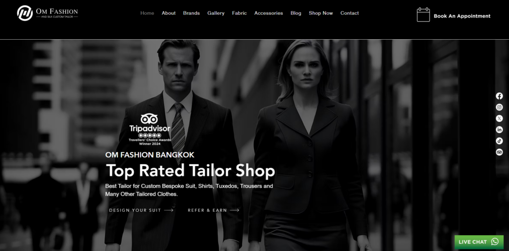 Om Fashion and Silk Custom Tailor homepage